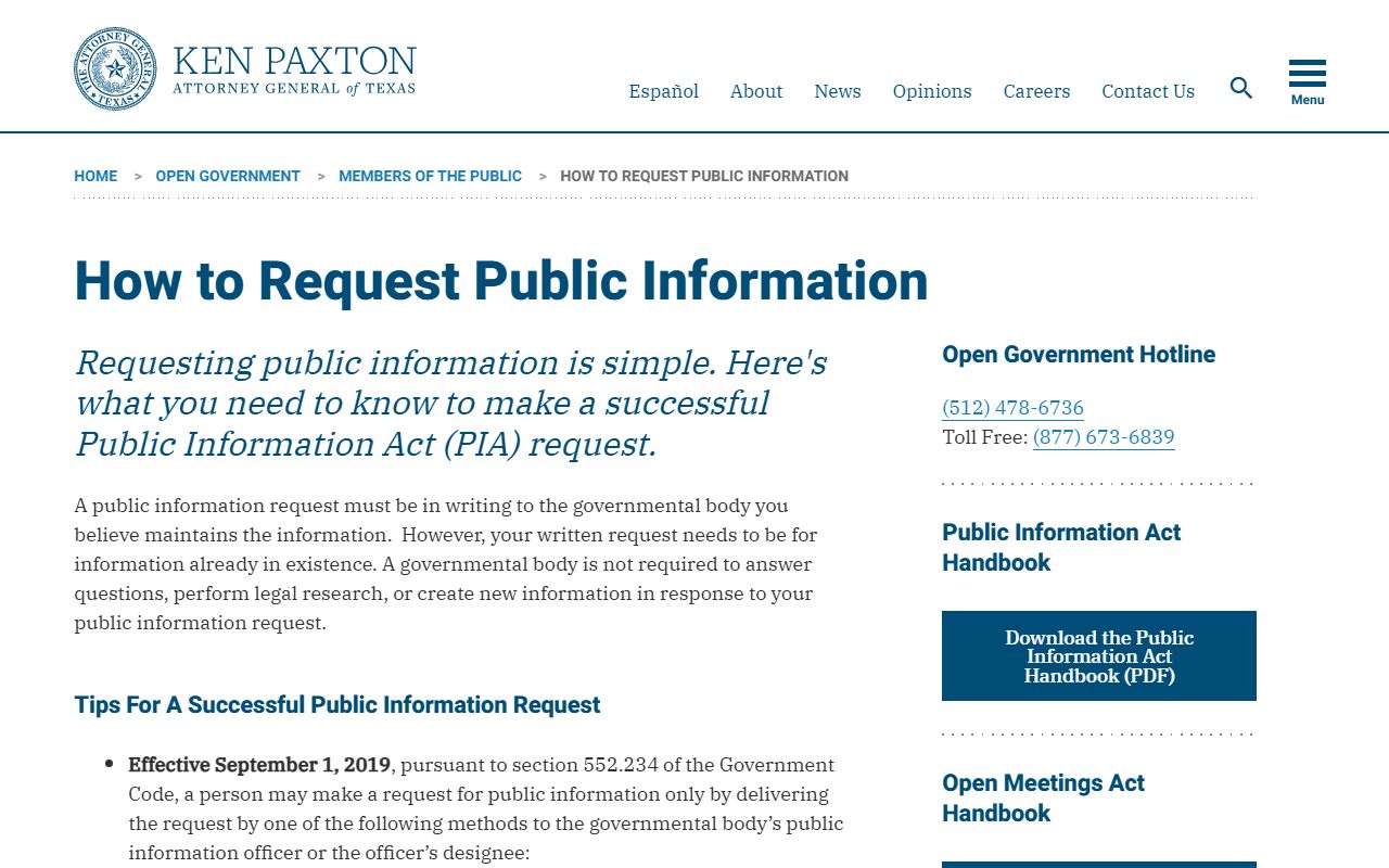 Texas Attorney General public information request instructions for Zapata County booking photos